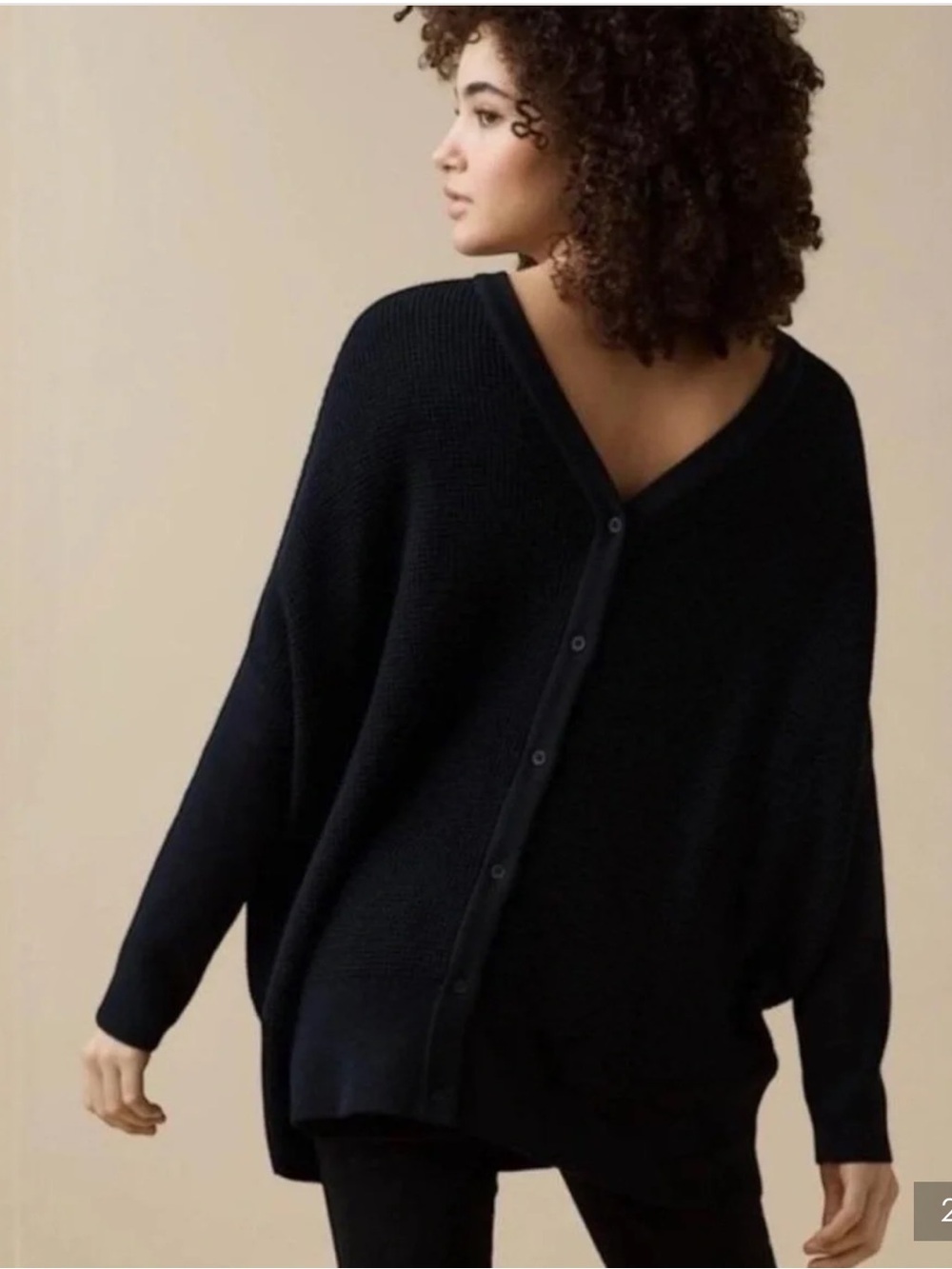 VETTA Black Oversized Button Down Reversible Knit Casual Cardigan Sweater XS